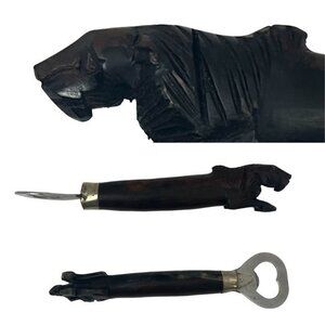 Vintage Mid Century Carved Lion Bar Bottle Opener